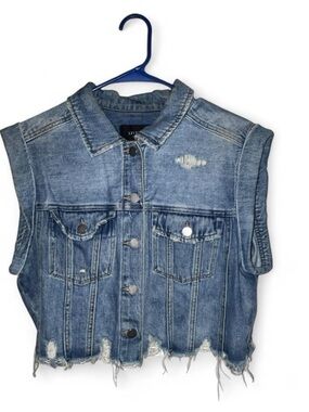 Liverpool Light Blue Distressed Denim Vest